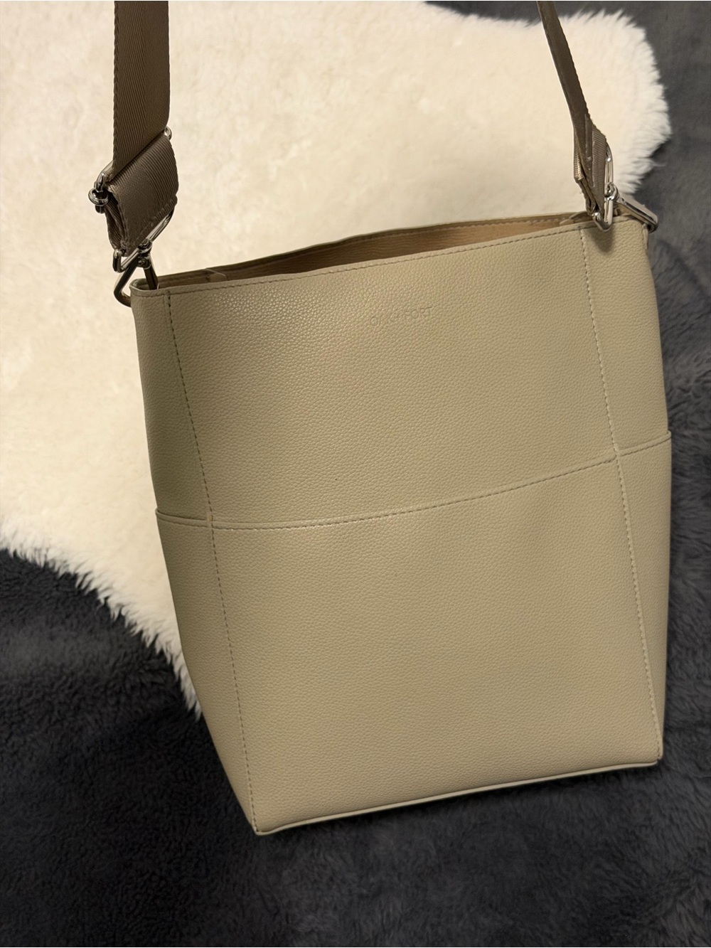 Oak and Fort Women's Sand Crossbody Bucket Bag - Minimal Leather Shoulder Bag